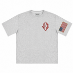 Back view of einzip Americana graphic tee in navy